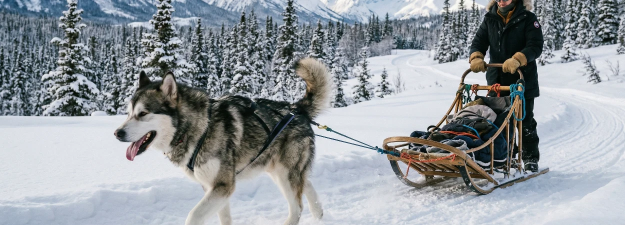 Malamute de l'Alaska dans la nature