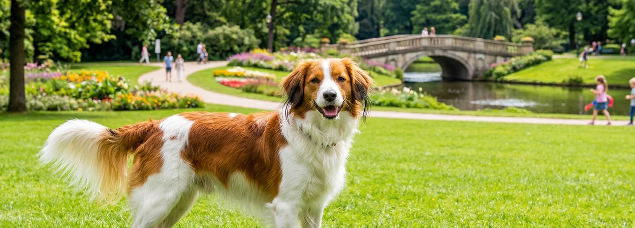 Nederlandse Kooikerhondje dans la nature