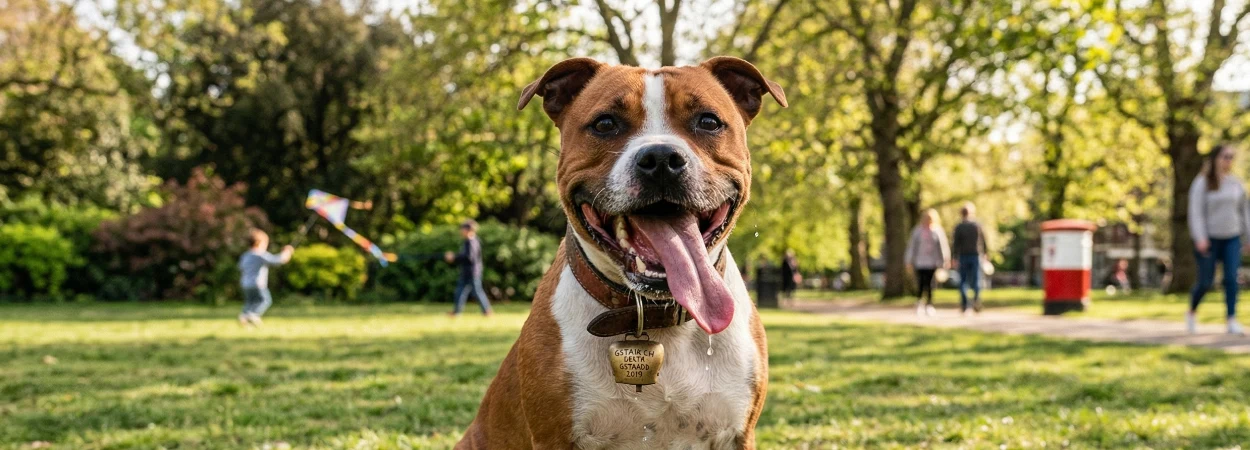 Staffordshire Bull Terrier dans la nature